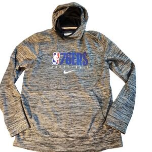 Philadelphia 76ers Hoodie Mens Large Gray NBA Basketball Nike Dri Fit Pullover
